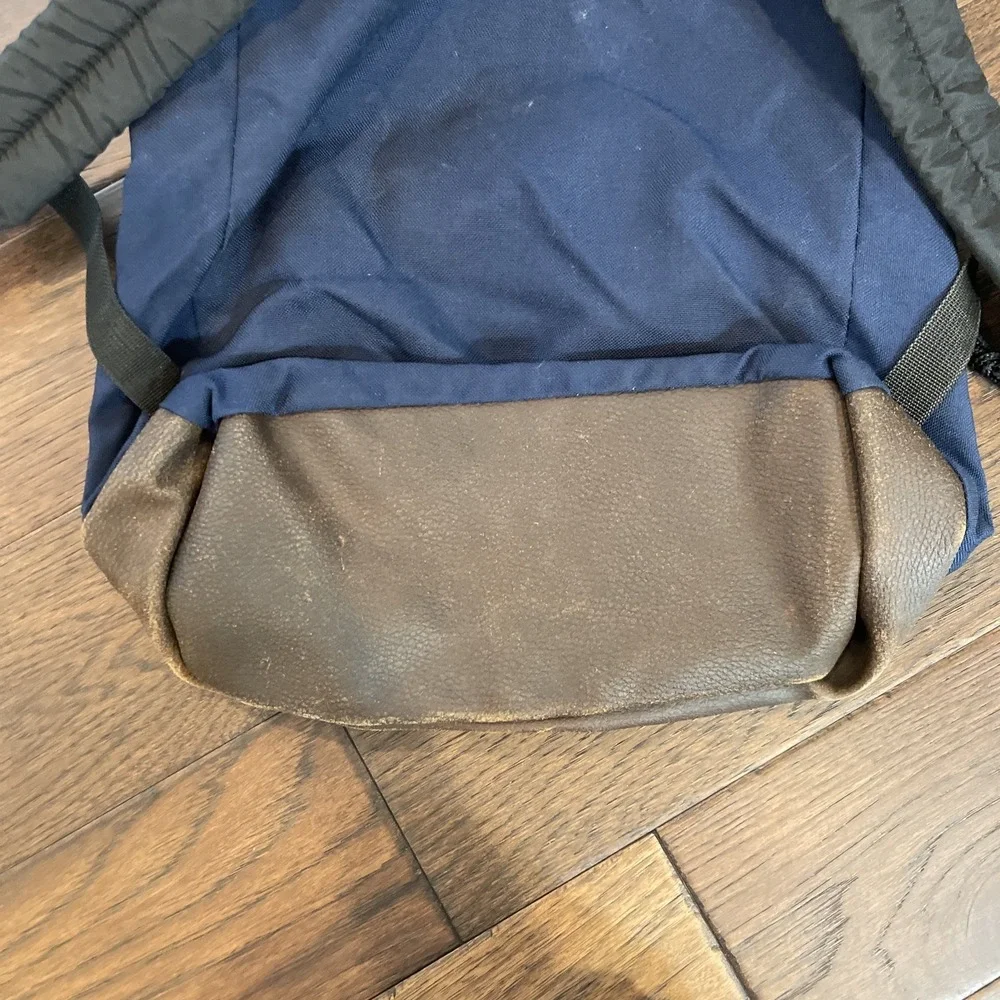 JANSPORT OG Classic Back Pack Navy‎ Blue Suede Leather Bottom